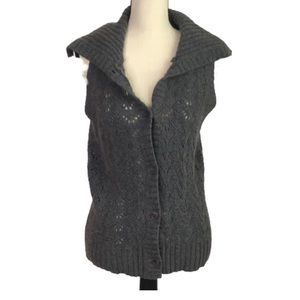 Talbots Gray Sleeveless Button Up Sweater Vest Large